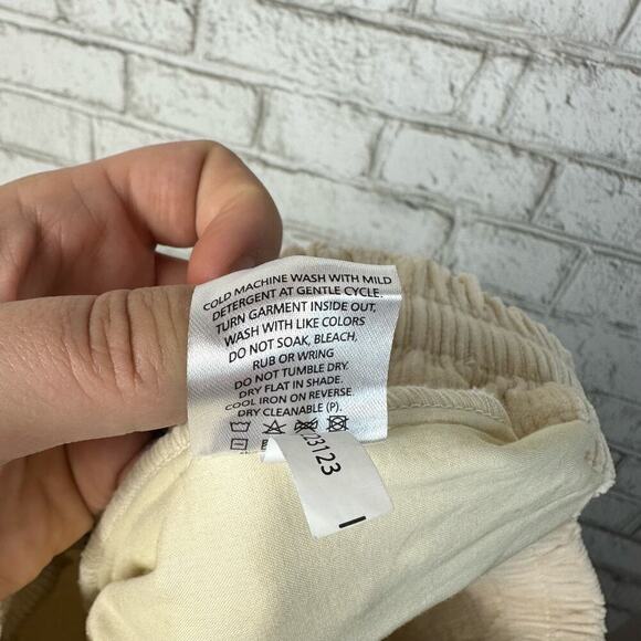 Shona Joy Pants Holly Drop Crotch Corduroy High Waist Straight Leg Cream White 2 - Picture 7 of 9